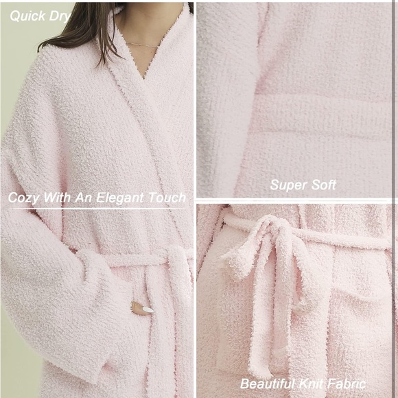 Cozy Plush Pink Women's Robe - Soft Spa Bathrobe - Picture 3 of 3